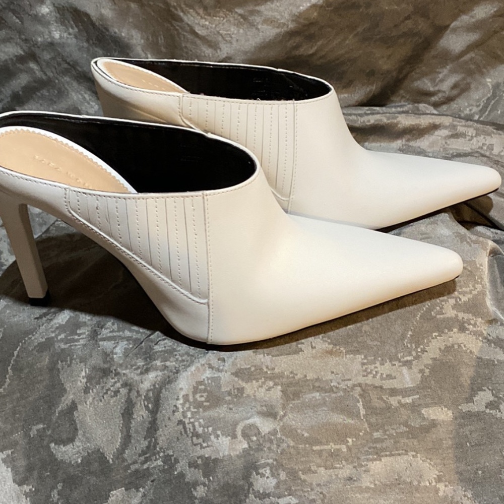 NWOT Zara White High Heeled Mules